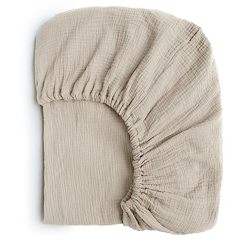 Image of Konssy Muslin Fitted Crib Sheets 100% Cotton Baby Crib Sheets for Standard Crib Mattress (28 X 52 Inches), Soft and Breathable for Boys Girls (Clay)