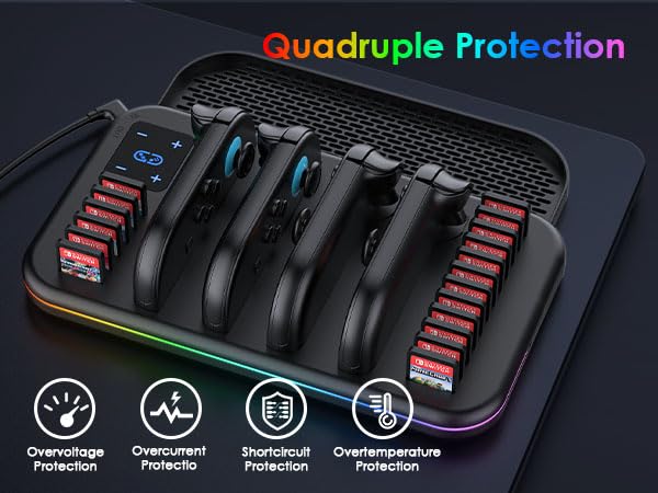 Image of Charging Dock for Nintendo Switch 2 Joy Con, RGB Docking Station for Joycons Controller, Switch 2 Accessories with 18 Game Card Slots