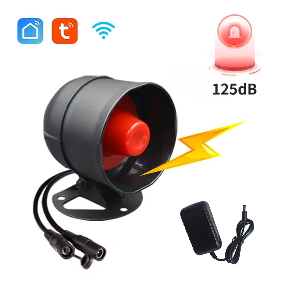 Tuya WiFi 433Mhz - Sirena intelligente per esterni, sistema di allarme impermeabile, compatibile con Alexa, Smart Life APP Control