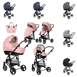 Lorelli Combikinderwagen Crysta 3 in 1 max. 22 kg autostoel babykuip sportstoel, kleur: roze