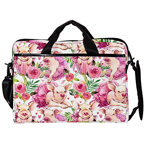 Sacoche pc portable cochon aquarelle pour travailler au café ou au bureau