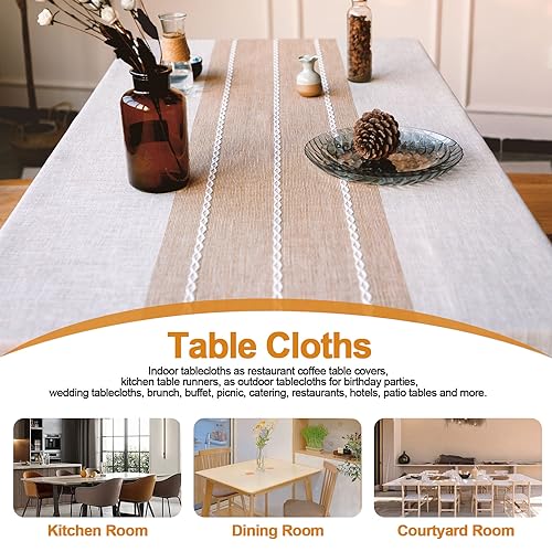 BESBESME-Farmhouse-Table-Cloth-Waterproof-Boho-StyleKitchen-Dining-Room-Briaded-Tablecloths-for-Rectangle-Tables-Washable-Wrinkle-Resistant-Table-CoverOblong55x866-8-Seats-Khaki BESBESME Farmhouse Table Cloth Waterproof Boho StyleKitchen Dining Room Briaded Tablecloths for Rectangle Tables Washable Wrinkle Resistant Table CoverOblong55x866 8 Seats Khaki
