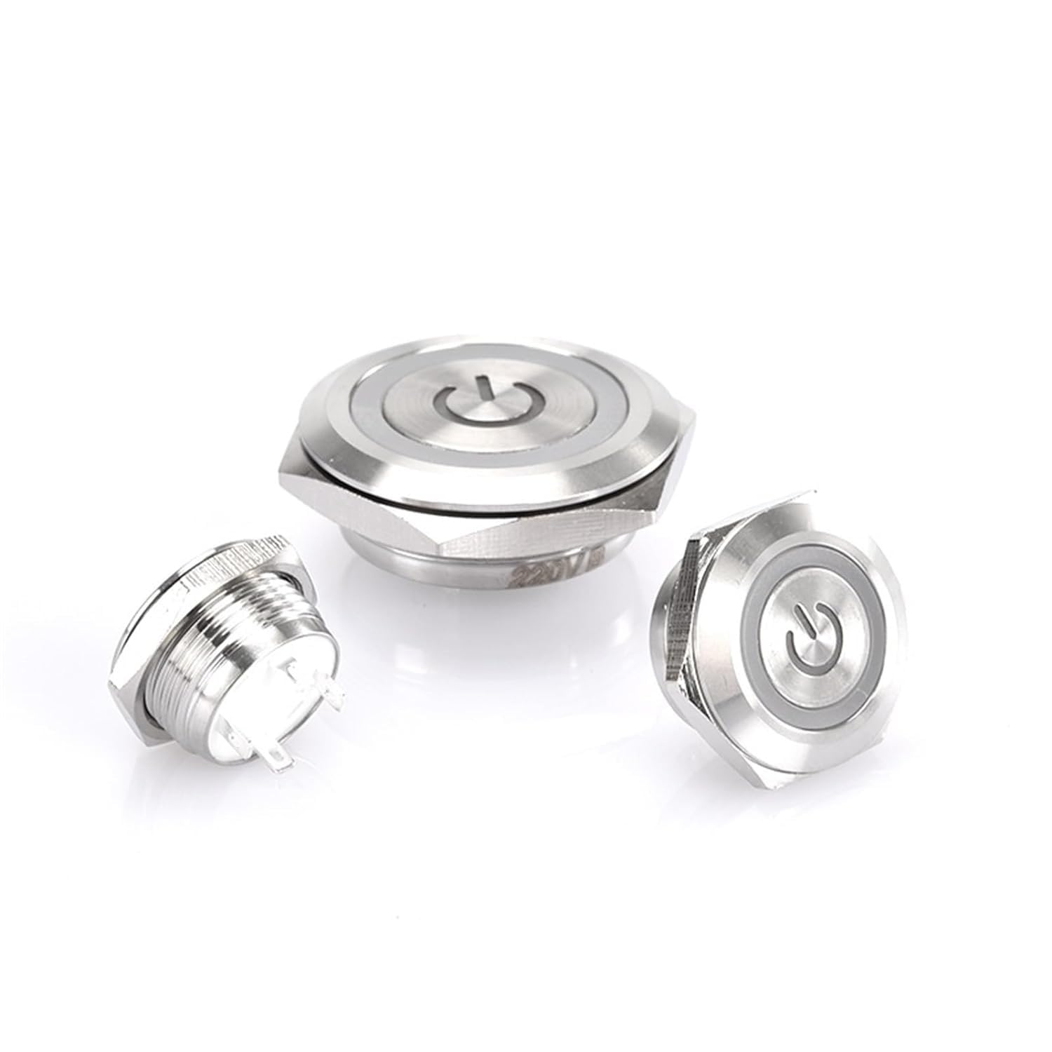 Przełącznik przyciskowy włącznik światła Ultracienki okrągły przycisk resetowania ze stali nierdzewnej czarny 12/16/19/22 mm 1 sztuka (22 mm - srebrny CASE-3-6V)
