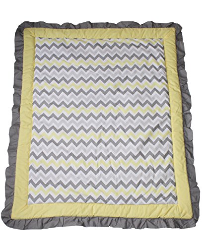 Babyfad Elephant Yellow Chevron 9 Piece Baby Crib Bedding Set 100% Cotton #TOP2