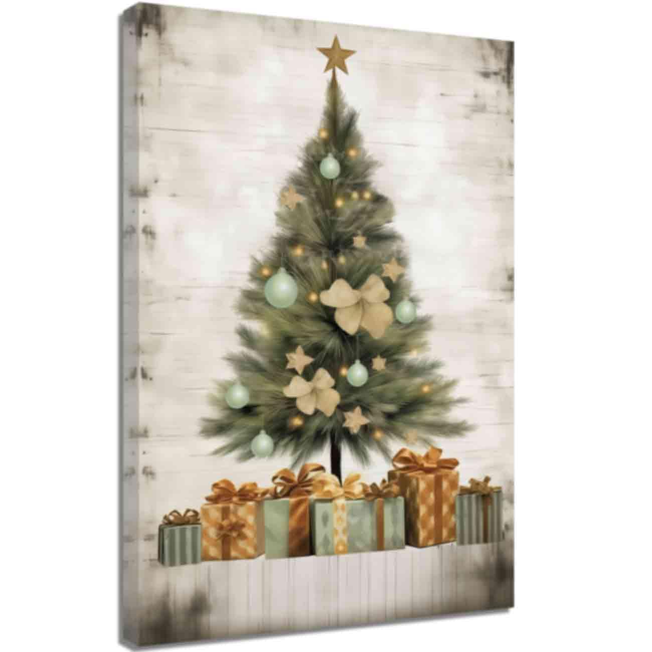 ZQQART Christmas Trees Canvas Wall Art Winter Christmas Theme Pine Tree in Snow Picture Merry Christmas Tree Artwork Christmas Tree Poster Framed (Green,20.00" x 30.00")
