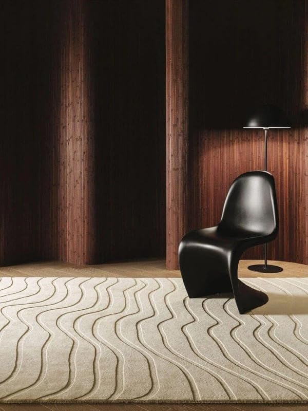 Image of Hand Tufted Modern Design Exported Collection High Low Pattern Wool Carpet for Living Room, Bedroom & Hall (Beige X, 8 x 10 Feet)