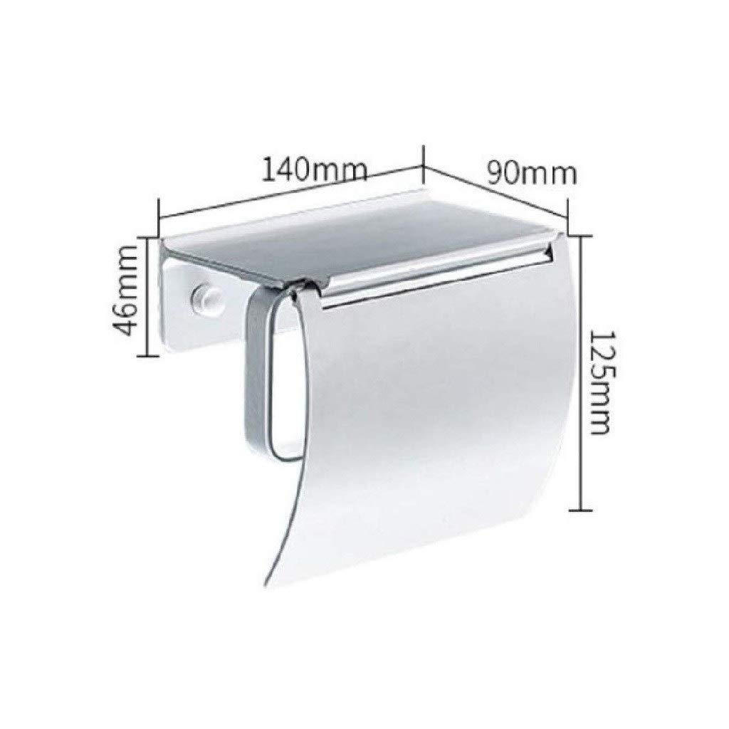 Stały uchwyt na papier toaletowy, Toilet Paper Holder With Shelf Wall Mounted Space Aluminum Silver 14x12.5x9cm