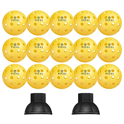 Ticci Usapa 40 Holes Outdoor Pickleballs Usa Pickleball Approved Ball Yellow 15 Pack #TOP25