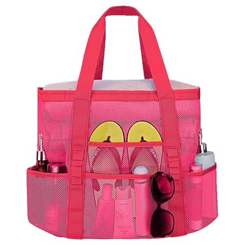 wanchel Mesh Beach Bags for Women - Plus Waterproof Sandproof Tote Bag with 8 Pockets and 1 inner Zipper Closure Pockets