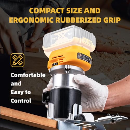 TOPWAY Brushless Cordless Handheld Wood Trimmer Router 18V – Compatible with DEWA.. DCB184 Battery, Variable Speed, Aluminium Base, 3 Collets (1/4", 6mm, 8mm), No Battery 102779 8 TOPWAY Brushless Cordless Handheld Wood Trimmer Router 18V – Compatible with DEWA.. DCB184 Battery, Variable Speed, Aluminium Base, 3 Collets (1/4", 6mm, 8mm), No Battery 102779 - Image 8