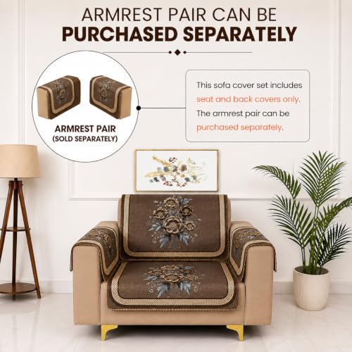 Image of Homerz Premium Waterproof Jasmine Joe Sofa Seat Cover - Floral Printed Sofa Protector | Non-Slip, Washable & Durable Sofa Protector (Mouse, 1 Seater with Back)