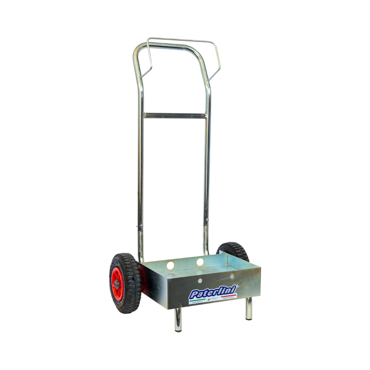 Paterlini Batteriewagen, hergestellt in Italien, robuster Ständer mit pneumatischen Rädern, Gestell aus verzinktem Stahl, einfacher Transport für Landwirtschaft, Weinberge und Olivenhaine