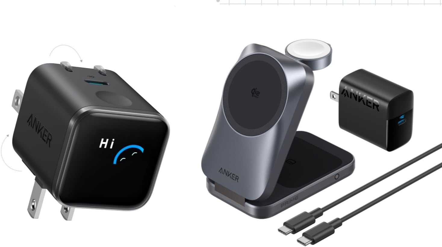 Anker Prime 3-in-1 Wireless Charging Station & Anker Nano USB C Wall Charger