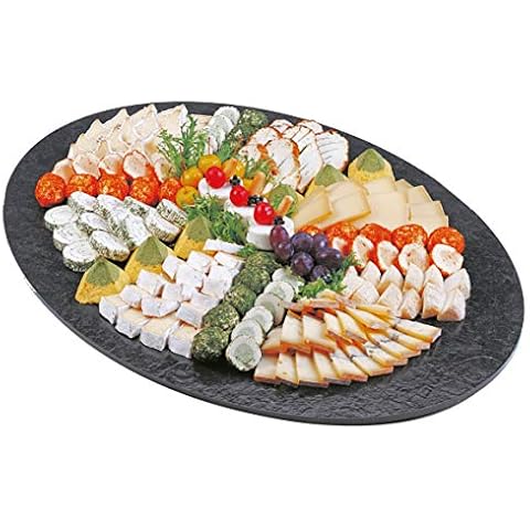 Kunstschieferplatte/Servierplatte/Wurstplatte/Käseplatte/Präsentationsplatte Oval | Gr. 67 x 47 cm Cover