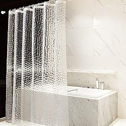 Cortina De Baño Pvc 3D OTraki Cortina Baño 180 x 200 cm Antimoho Impermeable Cortina Ducha EVA Sin PVC 3D Cortina Bañera Semi-Transparente Lavable Shower Curtian con 12 Ganchos a Prueba de Herrumbre