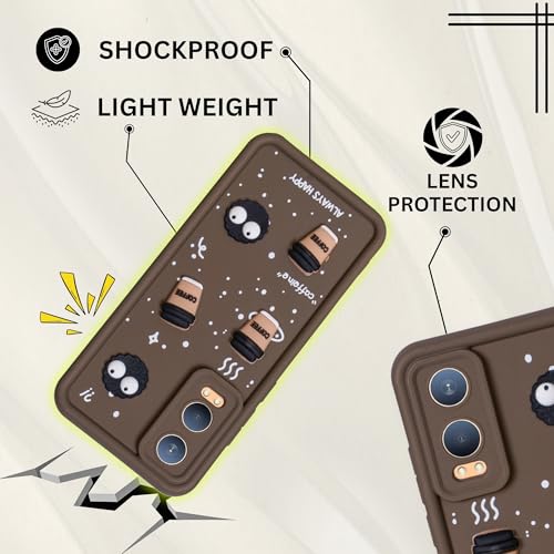 Image of DARKFIT Back Case Cover Compatible for OnePlus Nord CE4 Lite 5G | Cute Fun Cartoon Ball 3D Coffee Silicone Case | Body Protection | Camera Protection | Shock Proof | Color Brown