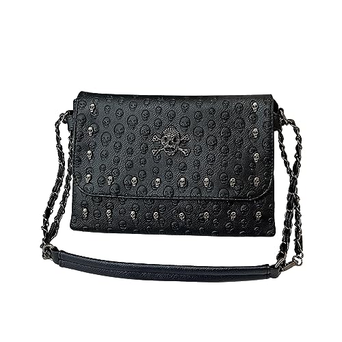 LUI SUI Bolso de Hombro con Remaches de Esqueleto Punk Femenino Bolso de Cuero PU Billetera