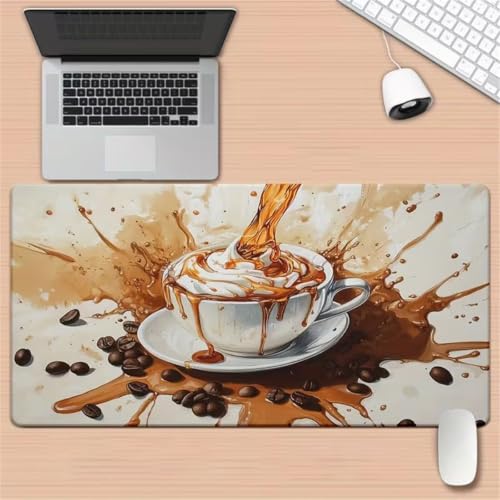 Alfombrilla gaming XXL 600x300mm con base de goma y diseño de granos de café