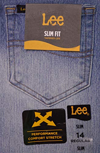 Lee Boys Performance Comfort Stretch Slim Fit Jeans with Interior Adjustable Waist (Light Blue Wash, 14)3