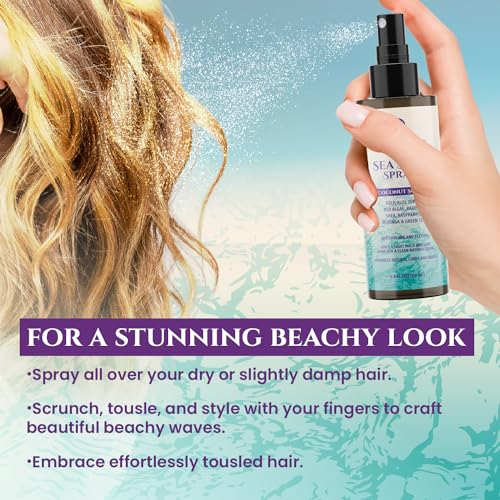 Coconut Sea Salt Spray for Hair - Texturizing Salt Water Spray for Hair with Castor Oil, Aloe Vera, Red Algae Extract, Kelp -Salt Hair Spray (8.8 Oz) - Image 3