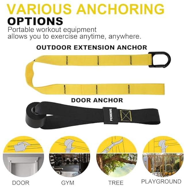 Home Resistance Training Kit | Full-Body Workout with Suspension Trainer Straps, Door Anchor, Handles, and Carrying Bag | Complete Home Gym Equipment