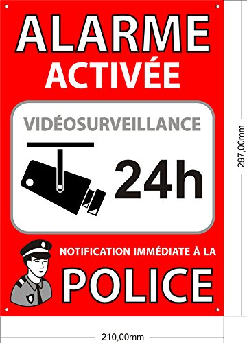 A4 Plaque de Trempe Intérieur/extérieur, Plaque de Trempe en Pvc Moussé, Système D'alarme Raccordé, 30x21cm Rouge