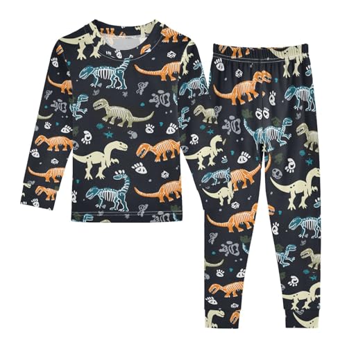 ALAZA Cute Stylish Dinosaur Paw Print Pajamas Long Sleeve Sleepwear 2-Piece Pajama Set