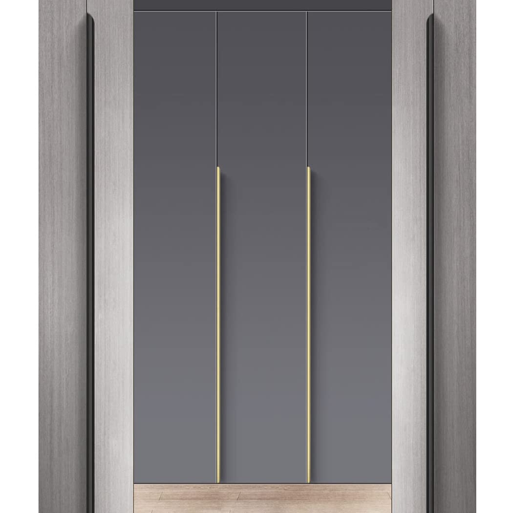 Uchwyty do szafek, Uchwyty aluminiowe niewidoczne, gałki do drzwi, szafa, kuchnia, ukryte uchwyty, uchwyty do szuflad, szczotkowane złoto, 2 sztuki(Hole distance 160mm)