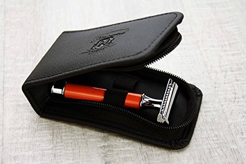 De Safety Razor In Orange Handle Perfect For Deep Clean Shave.