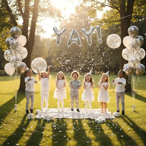 Image of Silver Metallic Foil Confetti(0.59 inch) Round Dots Glitter Table Confetti for Party Wedding Decorations,2.11 OZ per pack