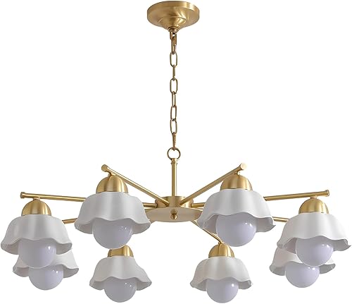 Miniatura 8 de BOKT Candelabro de cristal moderno con forma de globo vintage, lámpara colgante de madera dorada de 5 luces, lámpara de techo semiempotrada, lámpara