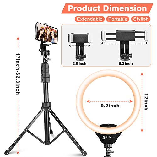 Aureday 12” Led Ring Light With Stand And Phone Holder, Video Light 3000K-6000K Dimmable Selfie Ringlight For Youtube Video/Live Stream/Makeup #TOP2