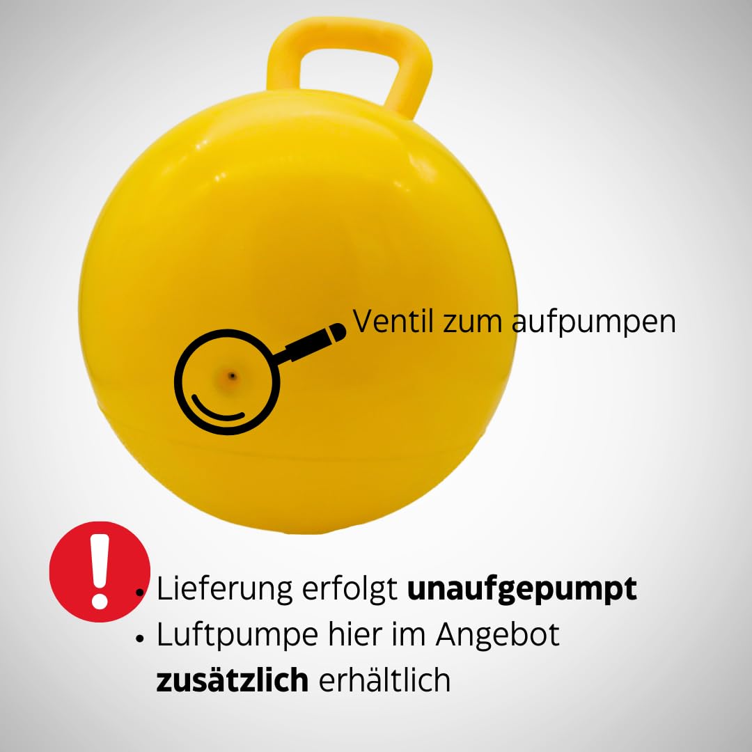 PFIFF 103033 aufblasbarer Pferdespielball, Spielball für Pferde, Pferdespielzeug, Ball ohne Luftpumpe, gelb, 50cm