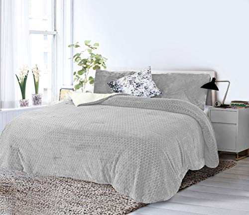 DH DHestia - Edredón Nórdico Invierno de Microlina Tejido Interior Borreguillo Modelo Hexa (Cama 135, Gris)