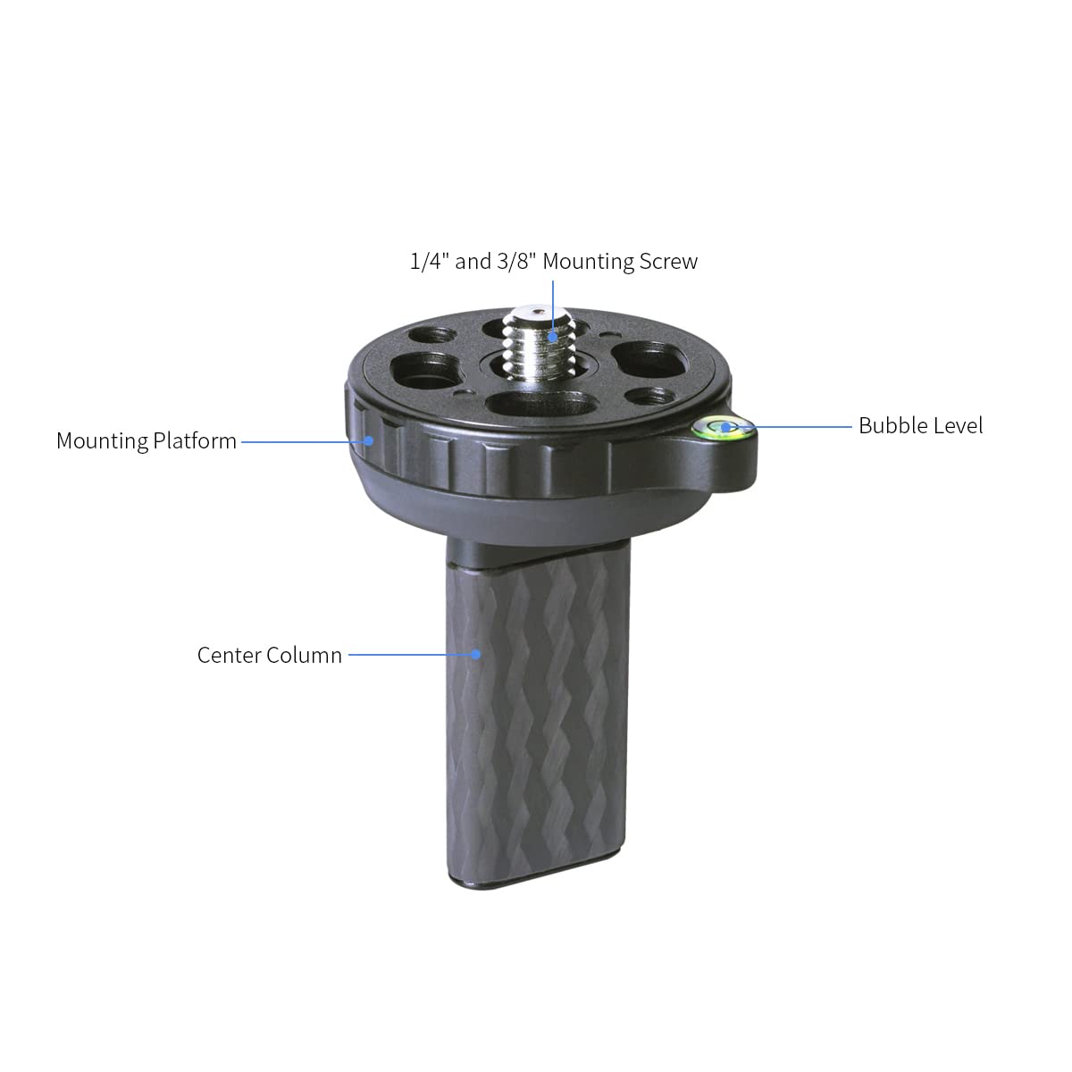 Sirui ST-Z Columna central corta, fibra de carbono, accesorio para trípode de cámara, ST-124, ST-125, ligero, 1 sección de pata, altura máxima de 70 mm