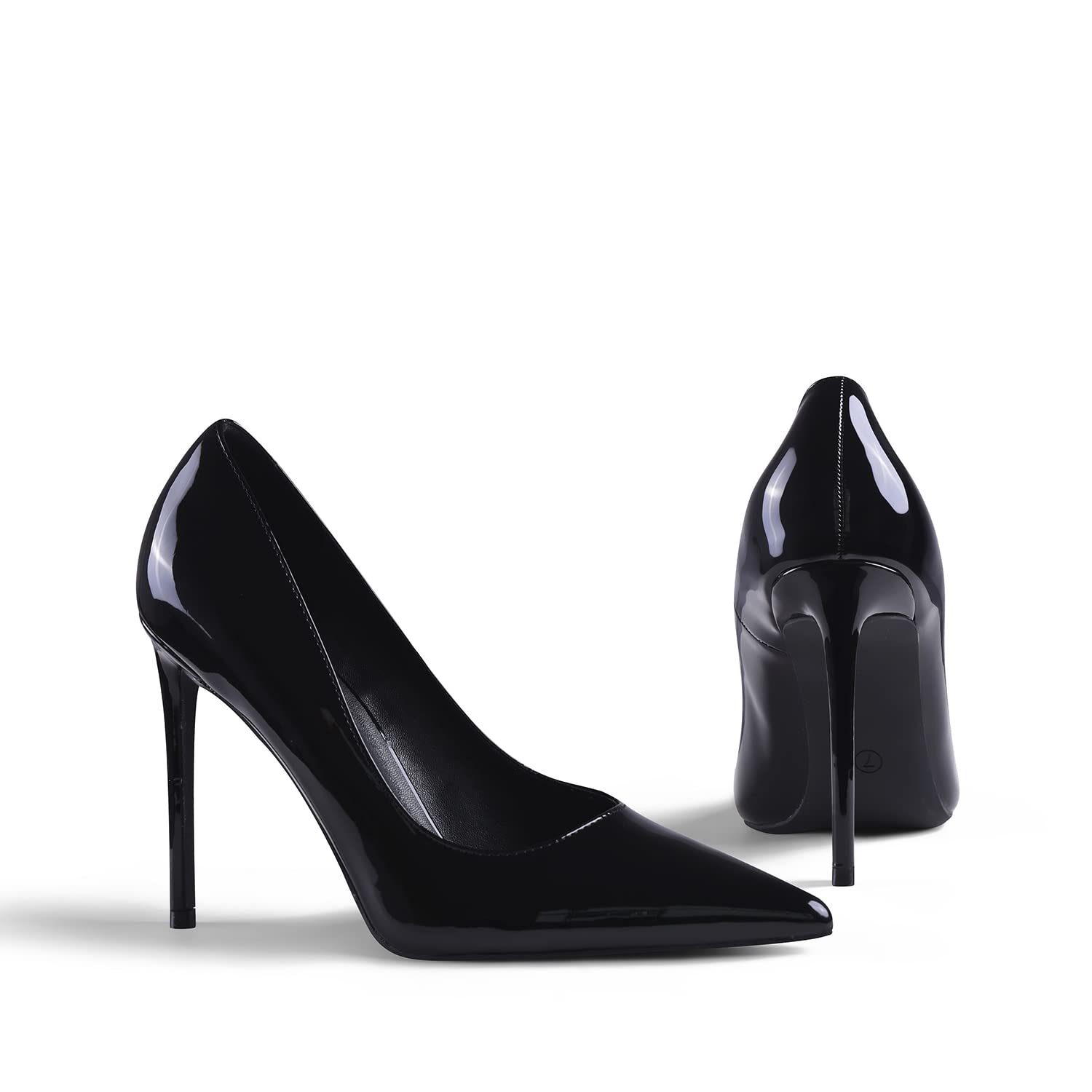 GENSHUO Damen Stiletto High Heels 10CM Sexy Spitze Stiletto Pumps Lackleder Geschlossene Zehe Party Abschlussball Hochzeit Absatzschuhe Stiletto Heels Größe EU 36-42