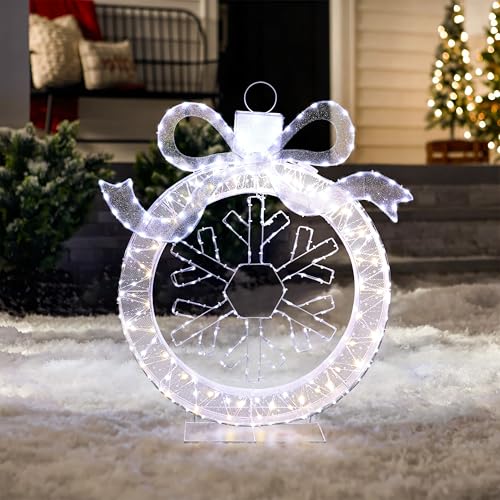 LuxenHome 3FT Lighted Ornament Christmas Outdoor Decorations, Large Light Up