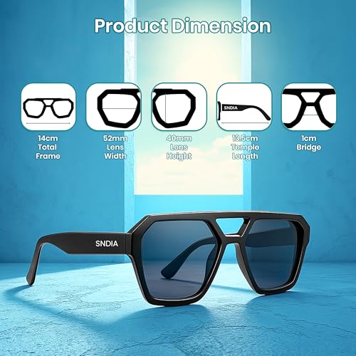 Image of SNDIA Polarized Retro Trendy Aviator Sunglasses for Womens Mens | Hexagonal Square Double Bridge | UV Protection