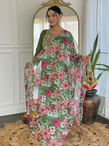 Image of Naixa Women's Rayon Embroidered Straight Kurta with Pant and Dupatta Sets (Available in Plus Size) (NX-696)