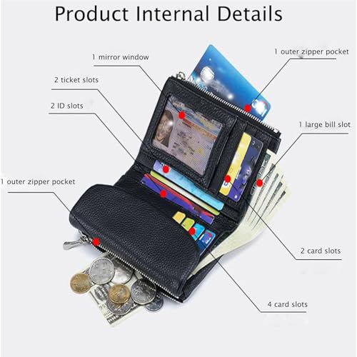 Unisex Pebble Leather Wallet, Short Genuine Leather Purse For Coins And Cards, Small Compact Bifold Pocket Purse With Credit Card Holder, 5.3in Clutch Organizer, Small Wallets For Women (F) 5