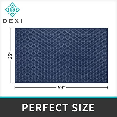 Dexi Rubber Door Mat Outdoor Doormat Heavy Duty Floor Rug, Waterproof Low-Profile Door Mat,35"X59", Navy Blue #TOP1