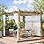 10x10 Ft Outdoor Aluminum Pergola, Upgraded Faux Wood Grain Retractable Pergola with Adjustable Roof & Side Mesh Screen, Modern Metal Patio Gazebo for Deck, Backyard, Porch, Vineyards, Beige + White