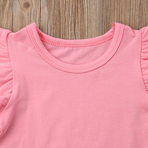 image for Mubineo Toddler Baby Girl Basic Plain Ruffle Sleeve Cotton T Shirts To