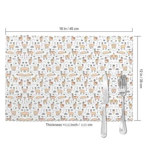 Set de table lama en polyester de qualité supérieure durable - 6