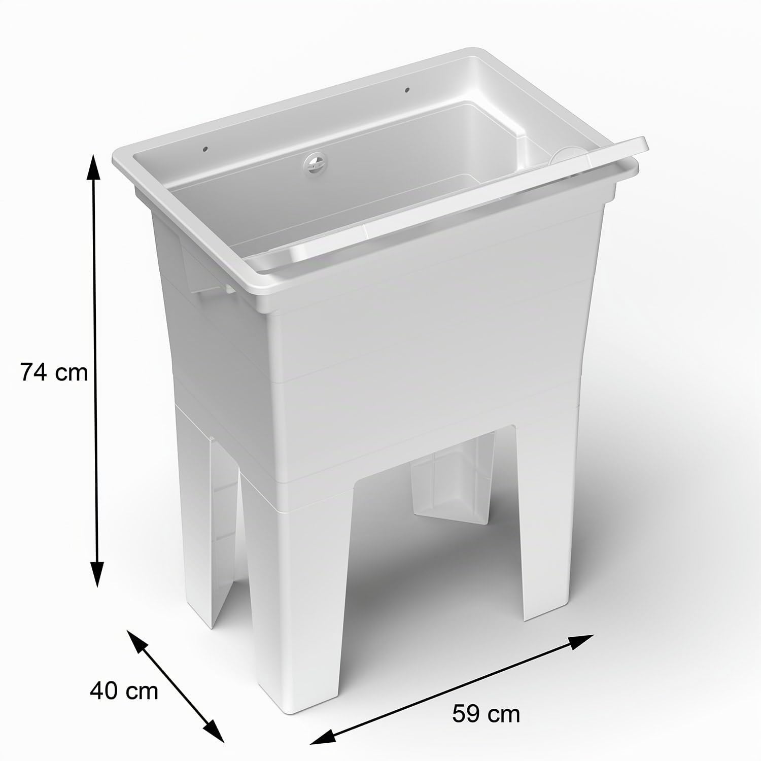 Giordanoshop Mobile Lavatoio 59x40x74 cm Monoblocco in Resina PP Bianco