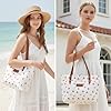 YAMEIZE Cherry Tote Bag for Women Girls Cute Handbags Large Shoulder Bags with Zipper and Pockets for College Work Travel Shopping (White) #1