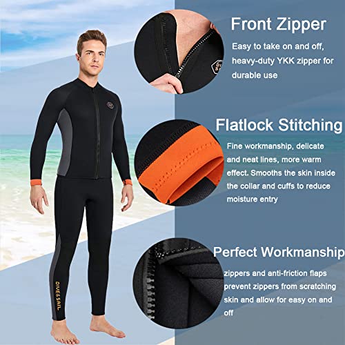 Skyone 2 piezas Traje de neopreno, chaqueta para hombre y mujer de 3MM, traje completo de cuerpo entero miniatura 4