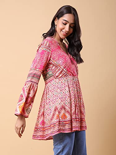 Image of Aarke Ritu Kumar Pink Printed Wrap Top
