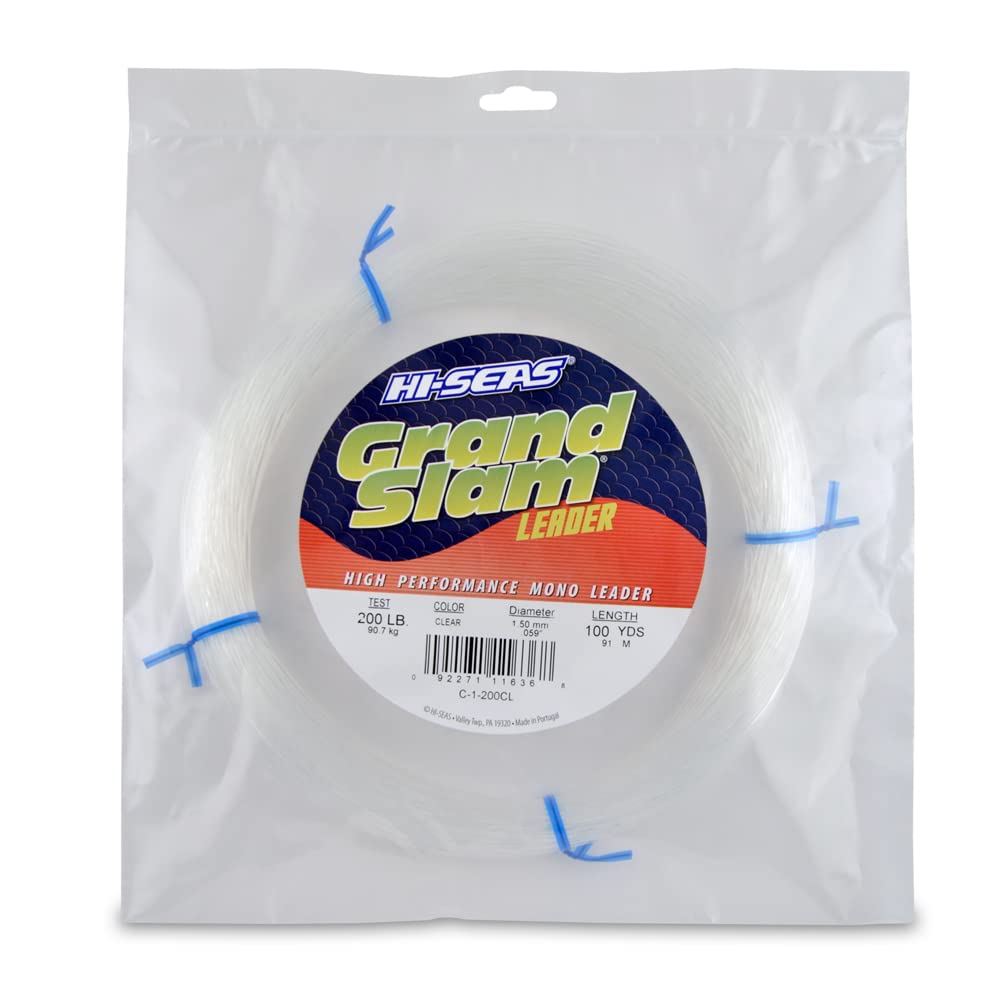 HI-SEAS Grand Slam Monofilament Fishing Leader - Superior Strong Clear Black, for Freshwater & Saltwater Big Game Bottom Fishing, Trolling
