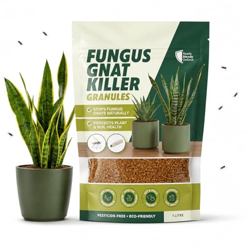 Fungus Gnat Control Granules for Indoor Plants | Natural Diatomaceous Earth Soil Topper | Breaks Gnat Life Cycle & Prevents Larvae | Pesticide-Free Fungus Gnat Killer Spray Alternative | 1L